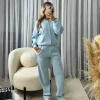 Amelia Bomber Zip Jacket & Straight Leg Joggers Set- Sky Blue