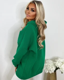 AMOUR Slogan Detail Hoodie - Parrot Green