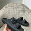 Ariana Double Strap Textured Slider - Black