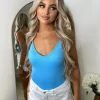 Ashley Spaghetti Strap Bodysuit - Sky Blue