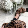 Ayla Fluffy Slippers - Leopard