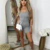 Beth Bum Ruched Playsuit Unitard - Light Grey