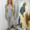 Carly Ribbed Puff Sleeve Lounge Set - Grey
