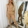 Courtney Collared Zip Front Set - Camel