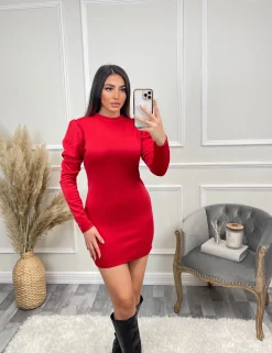 Delilah High Neck Mini Dress - Red