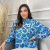Dempsy High Neck Patterned Blouse - Sky Blue