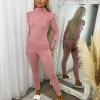Evie High Neck Gold Button Loungewear Set - Light Pink