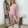 Fefe Puff Sleeve Ribbed Loungewear - Light Pink