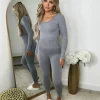 Florence Ribbed Scoop Neck Jumpsuit- Grey