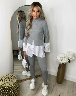 Francine Shirt Jumper Loungewear Set - Grey