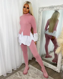 Francine Shirt Jumper Loungewear Set - Light Pink