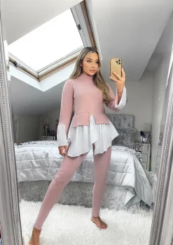 Francine Shirt Jumper Loungewear Set - Light Pink