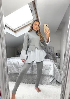 Francine Shirt Jumper Loungewear Set - Grey