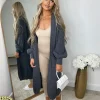 Gabriella Knitted Long Cardigan - Charcoal