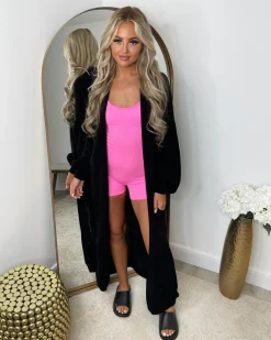 Gabriella Knitted Long Cardigan - Black