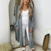 Gabriella Knitted Long Cardigan - Light Grey