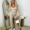 Gabriella Knitted Long Cardigan - Beige