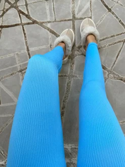 Kaci Ribbed Leggings - Baby Blue