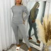 Kara Gold Button Frill Loungeset - Grey