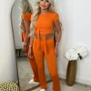 Laura Tie Front Cropped Loungewear Set - Orange