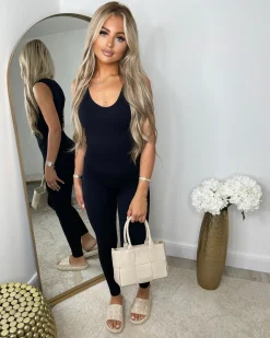 Megan Sleeveless Unitard Jumpsuit - Black