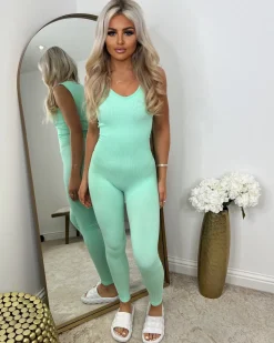 Megan Sleeveless Unitard Jumpsuit - Mint