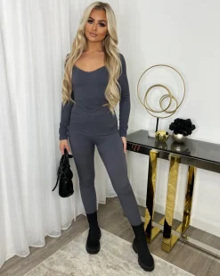 Miesha Corset Style Gym Set - Charcoal