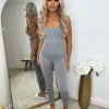 Pearl Spaghetti Strap Jumpsuit - Light Grey
