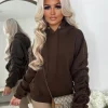 Penny Ruched Sleeve Hoodie - Chocolate