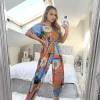 Petra Scarf Print Jumpsuit - Orange