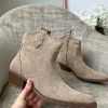 River Suede Ankle Cowboy Boots - Camel