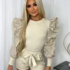 Sadie Puff Sleeve Top - Beige