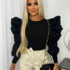 Sadie Puff Sleeve Top - Black