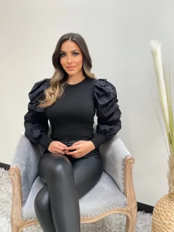 Sadie Puff Sleeve Top - Black