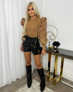 Sadie Puff Sleeve Top - Camel