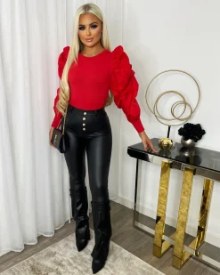 Sadie Puff Sleeve Top - Red