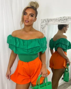Sienna Flared Shorts - Bright Orange