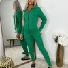 Simone Zip Front Pocket Detail Loungewear - Parrot Green