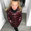 Sophie Metallic Kids Coat - Wine