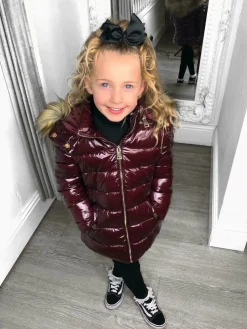Sophie Metallic Kids Coat - Wine